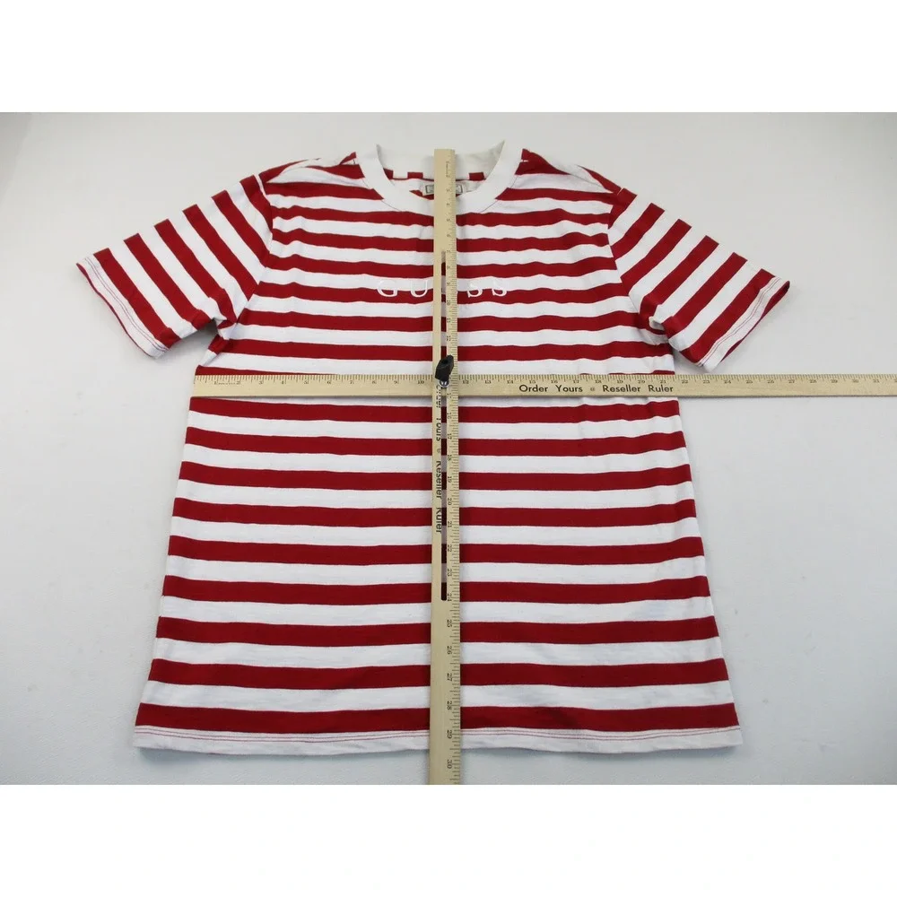 Guess Shirt Mens Medium Red White Striped Originals Embroidered Logo Vintage - Picture 5 of 9